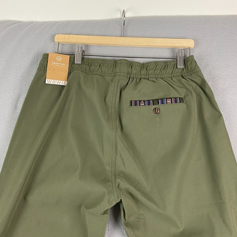 Wowie Sapien Pants Mens Large Stretch Drawstring Tapered Fit Polyester Green NEW - Picture 2 of 12